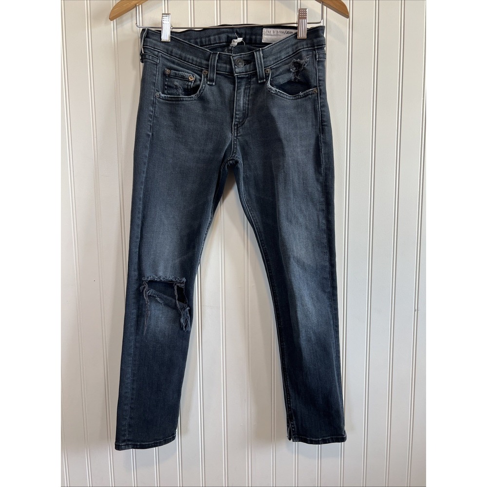 Rag‎ and bone jean Capri faded black women's size 26 ripped